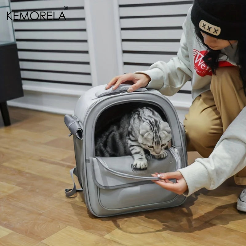 Breathable Mesh Pet Carrier Backpack for Dogs and Cats - in use