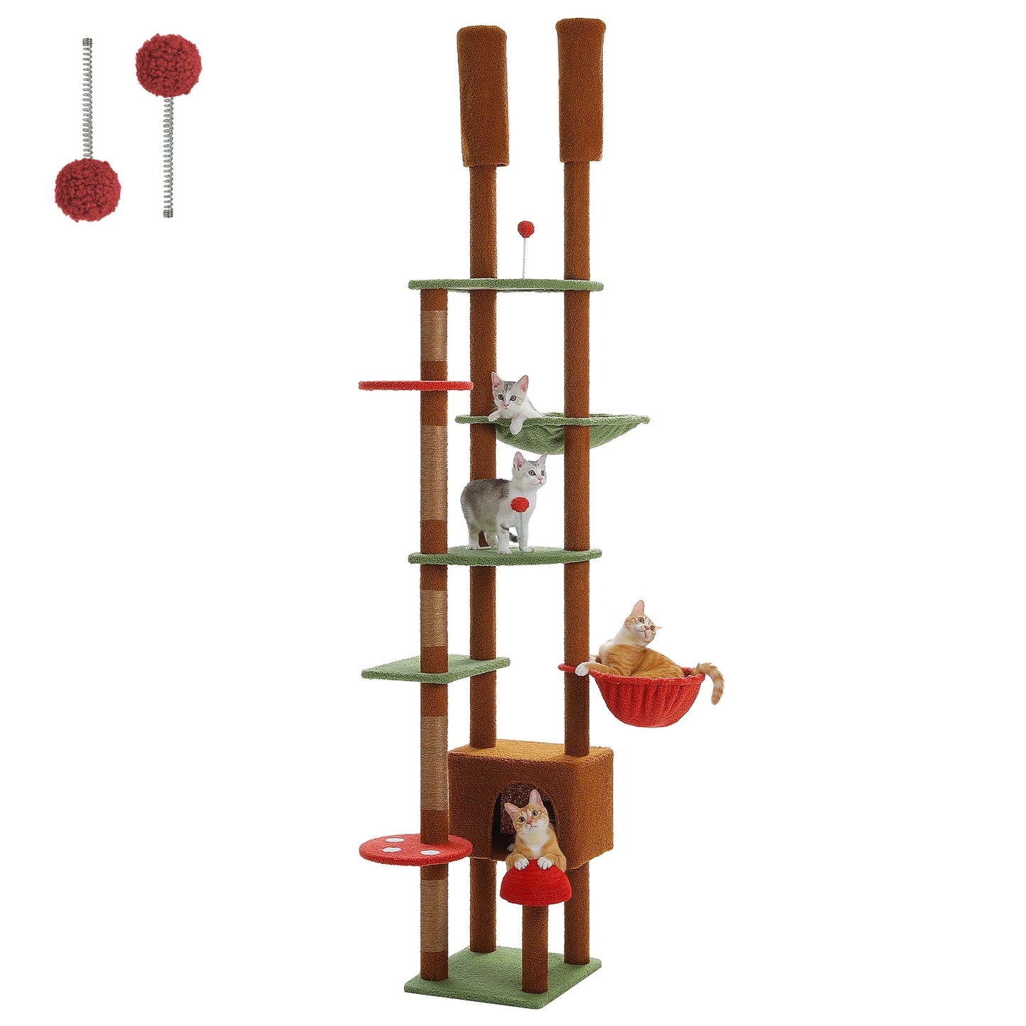 Height Adjustable Floor-to-Ceiling Cat Tree with Hammock - XL / AMT0249BN