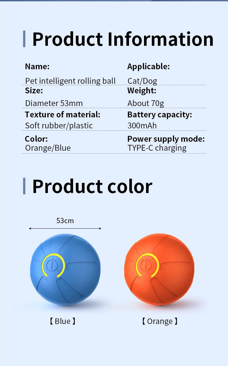 USB Rechargeable Smart Rolling Dog Ball - view 29