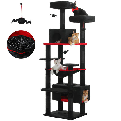 Large Cat Tree Tower with Hammock and Padded Perches - Black180cm / 164cm