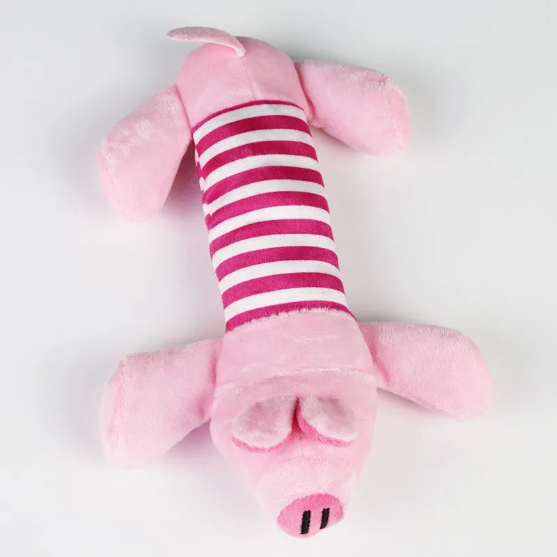 Plush Squeaky Animal Dog Toys (Elephant, Duck, Pig) - Pig / S