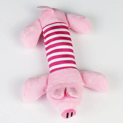 Plush Squeaky Animal Dog Toys (Elephant, Duck, Pig) - Pig / S
