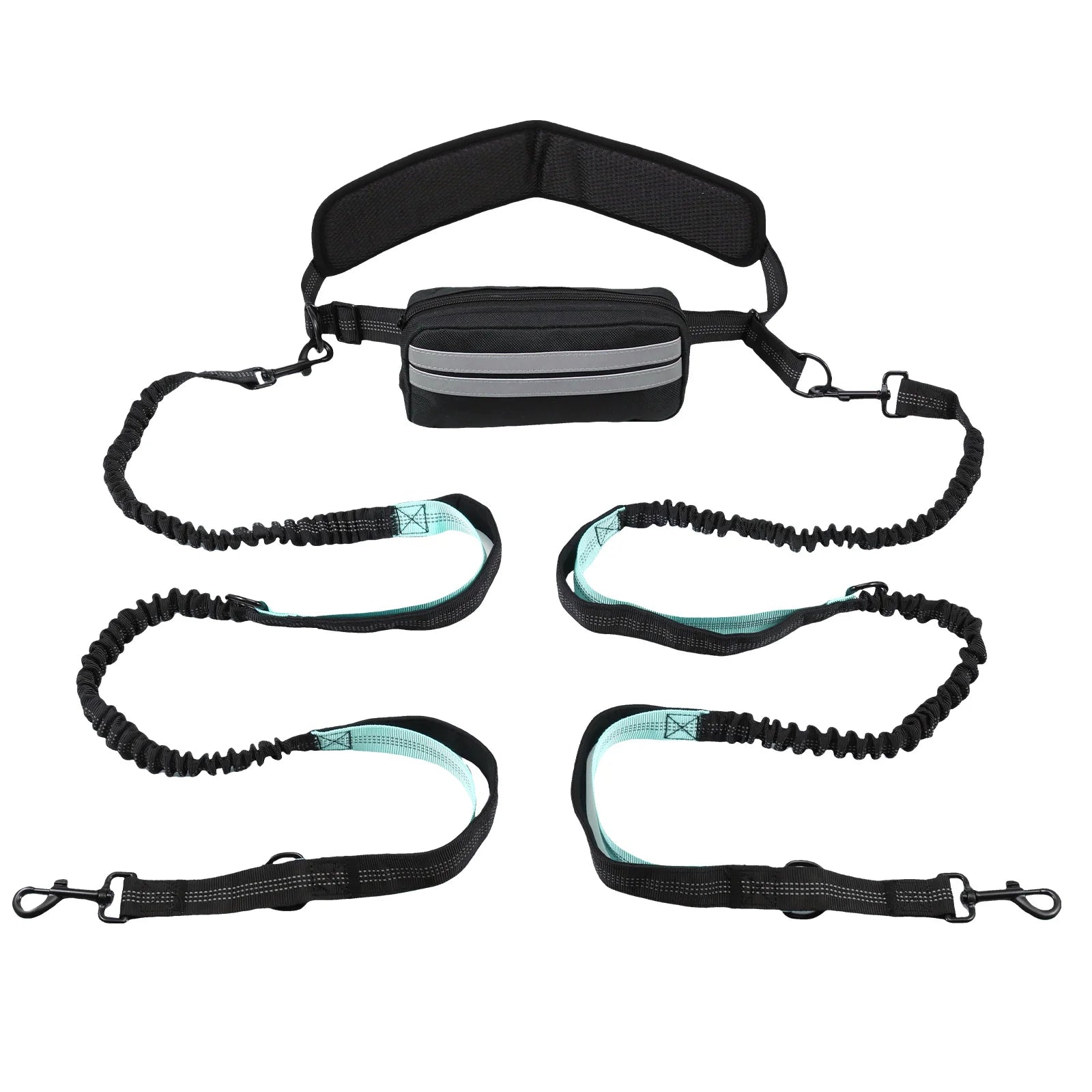 Hands Free Dog Leash with Waist Bag and Reflective Belt - 1PCS 1.9M Blue C