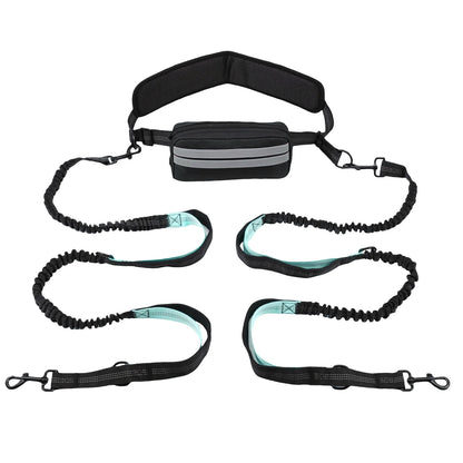 Hands Free Dog Leash with Waist Bag and Reflective Belt - 1PCS 1.9M Blue C