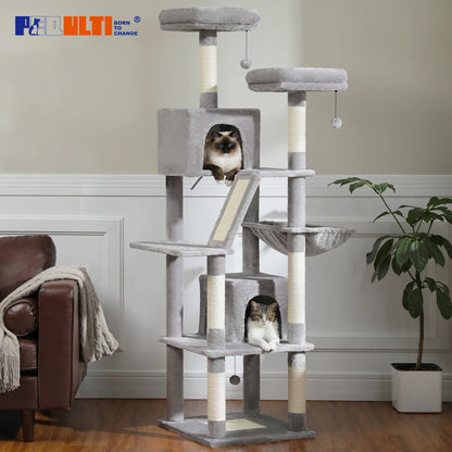 Large Multi-Level Plush Cat Tree with Condos - alternate angle