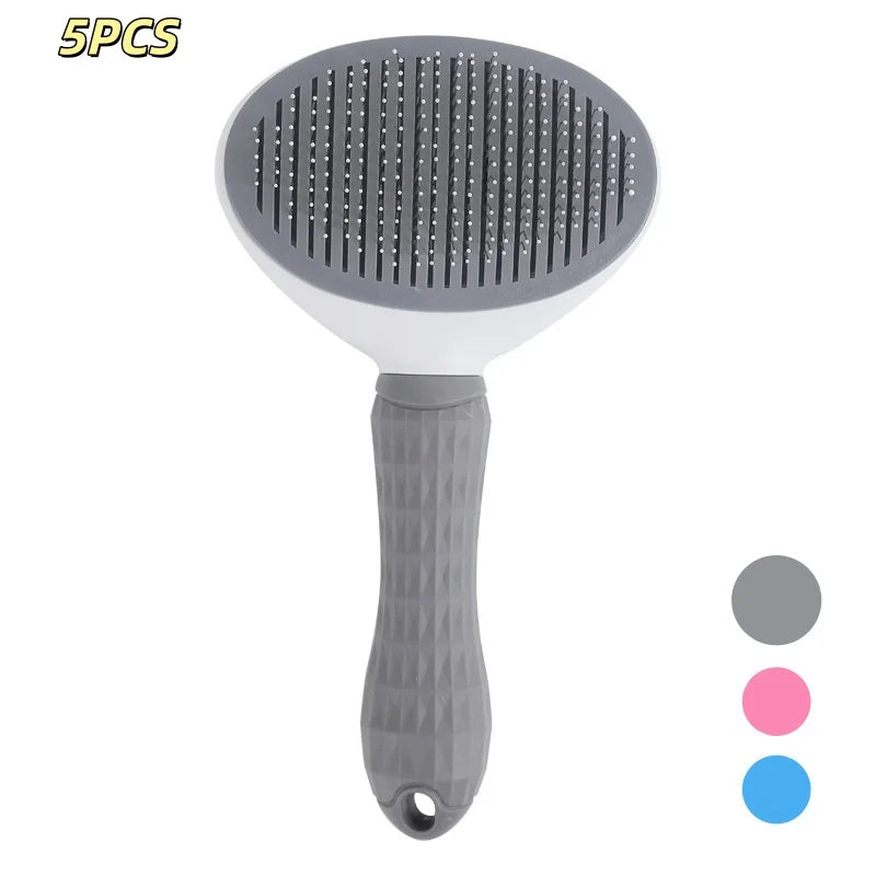 Self-Cleaning Needle Pet Comb for Cats and Dogs - Gray 5PCS