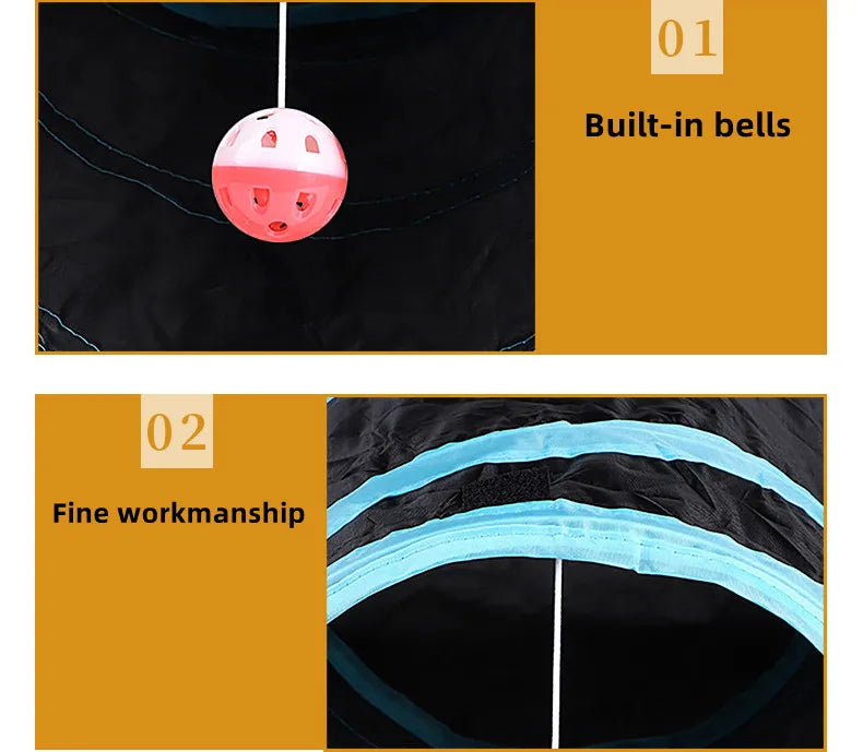 Foldable Cat Tunnel with Crinkle Paper for Indoor Play - view 11