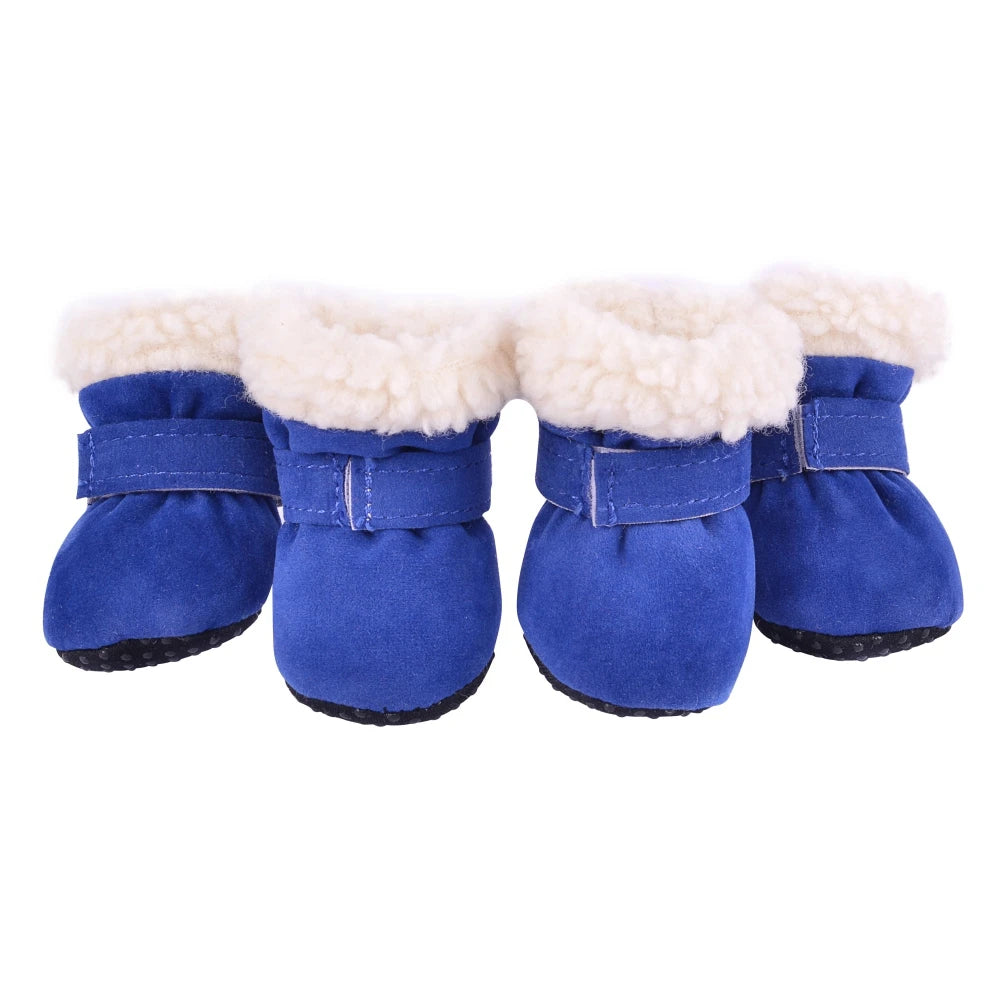 Plush Warm Anti-Slip Dog Boots and Socks (4 Pack) - S / L