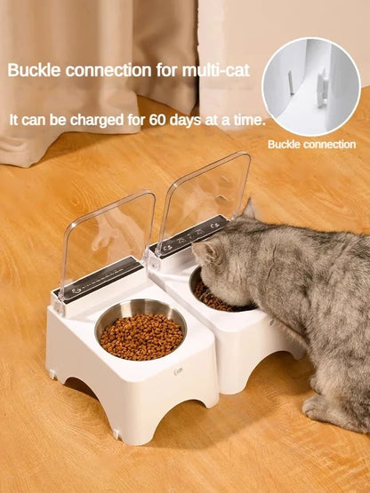 Smart Cat Food Bowl with Infrared Sensor Auto-Open Lid - close-up