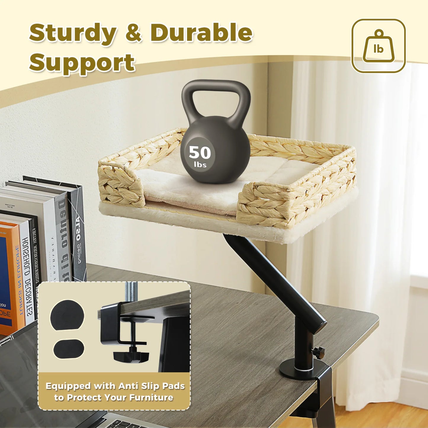 360 Degree Rotatable Cat Desk Bed with Adjustable Stand - view 16