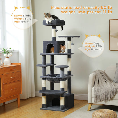 Large Cat Tree Tower with Hammock and Padded Perches - view 31