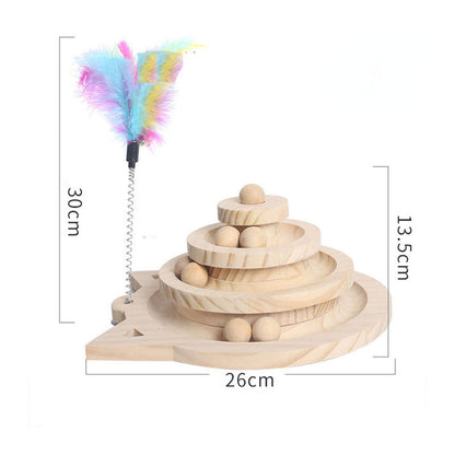 Wooden Cat Toy Tower with Ball Tracks (2 or 3 Levels) - from above