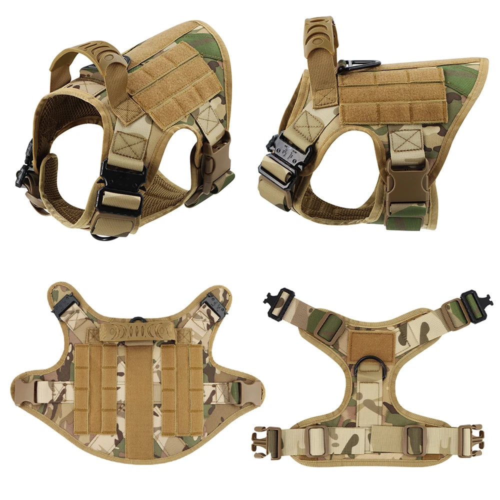 Tactical Military Dog Harness Set with Patches - in use