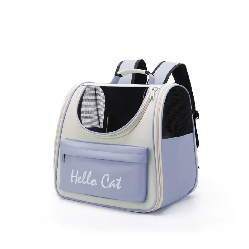 Collapsible Mesh Pet Backpack for Cats and Small Dogs - Blue