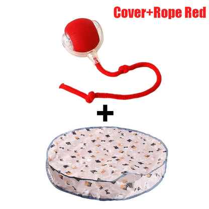 Interactive Motion Cat Toy Ball with Hide and Seek Pouch - Red Rope Style Set