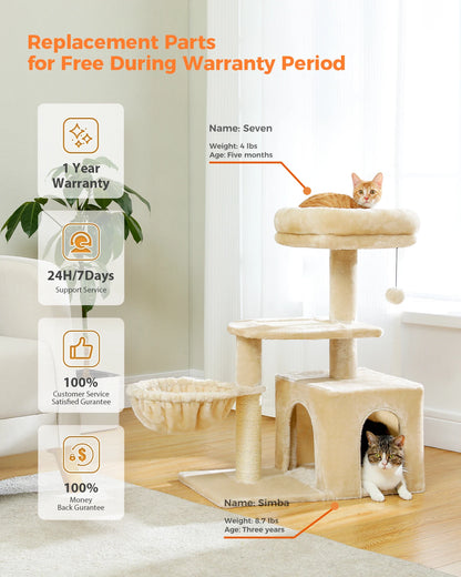 Cat Activity Tree with Hammock and Removable Perch - view 42