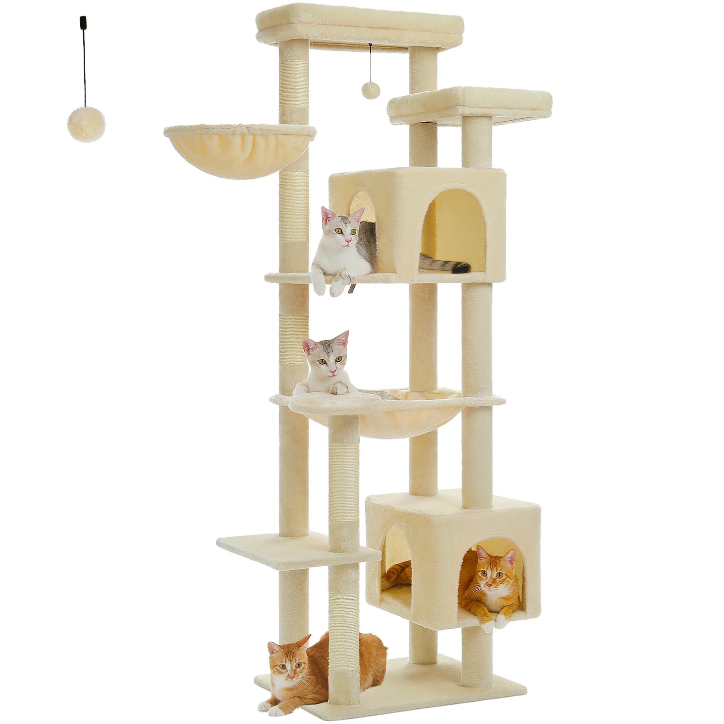 Large Multi-Level Plush Cat Tree with Condos - AMT0293BG