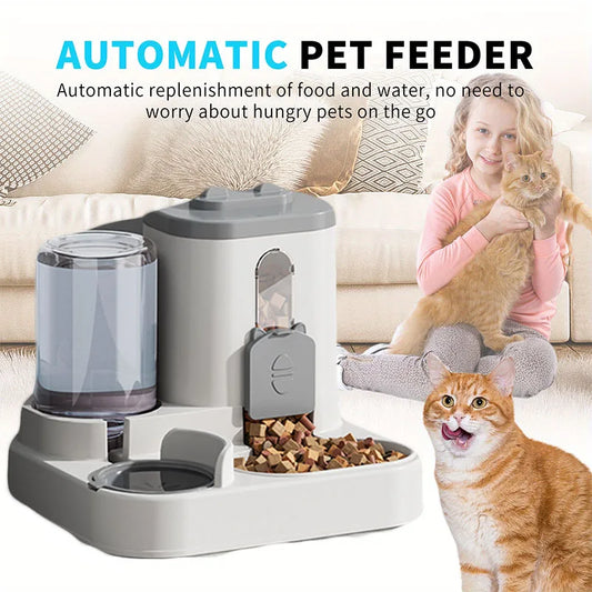 Spill-Proof Automatic Pet Feeder with Water Fountain