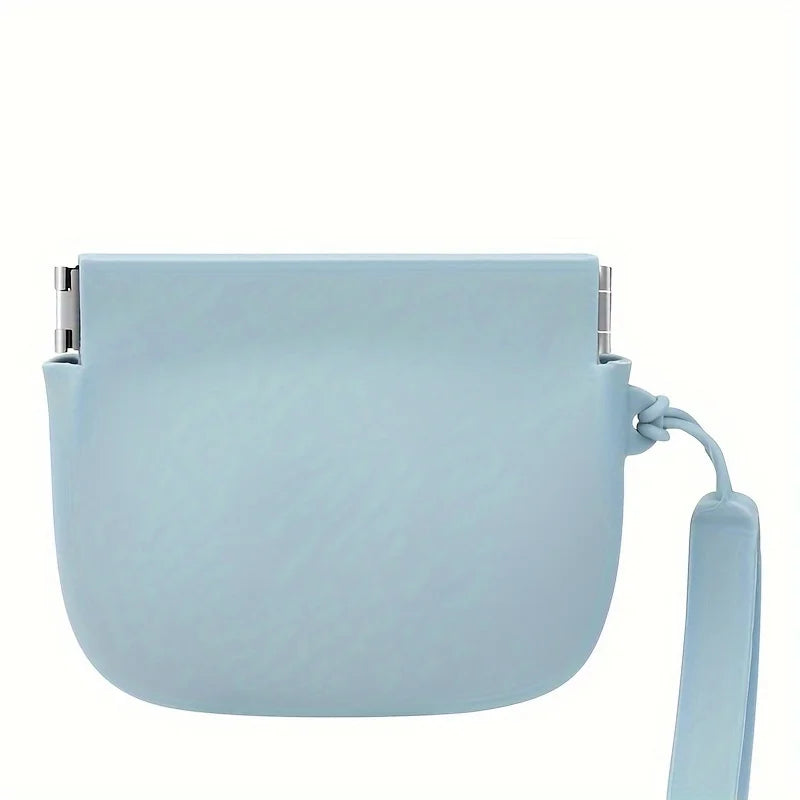 Portable Silicone Dog Treat Pouch for Training and Walks - Light Blue