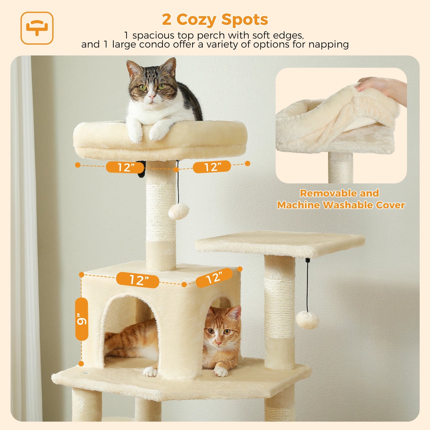 Large Cat Tree Tower with Hammock and Padded Perches - view 30