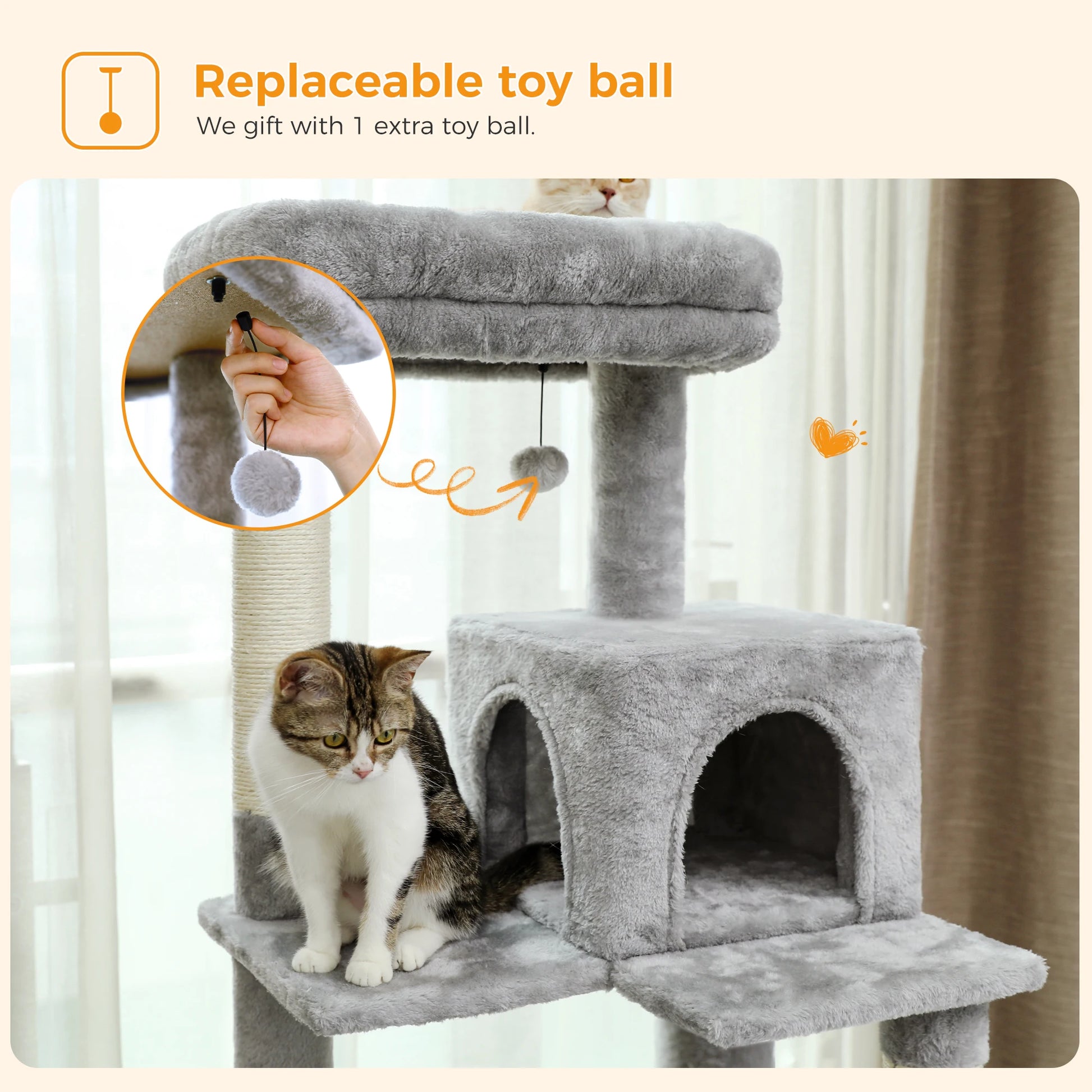 5-Level Cat Tree Tower for Large Cats with Hammock - size reference