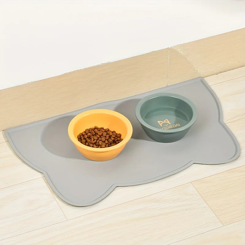 Waterproof Silicone Pet Feeding Mat with Raised Edge - from above