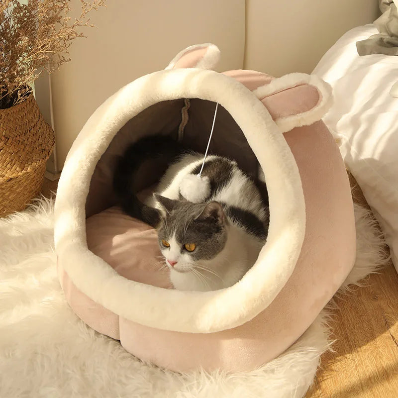 Foldable Cartoon Cat Cave Bed (Washable) - side view