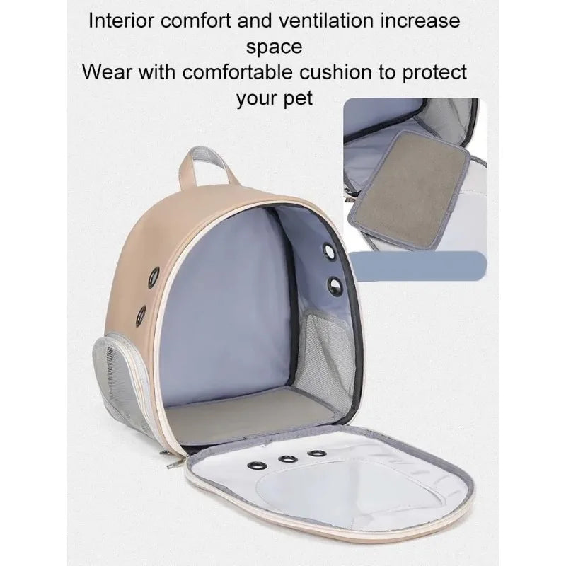 Foldable Transparent Pet Backpack for Cats and Small Dogs - side view