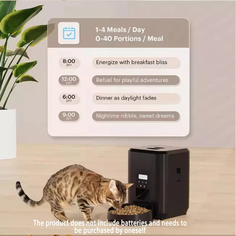 2L Programmable Auto Pet Feeder with Voice Recording - size reference