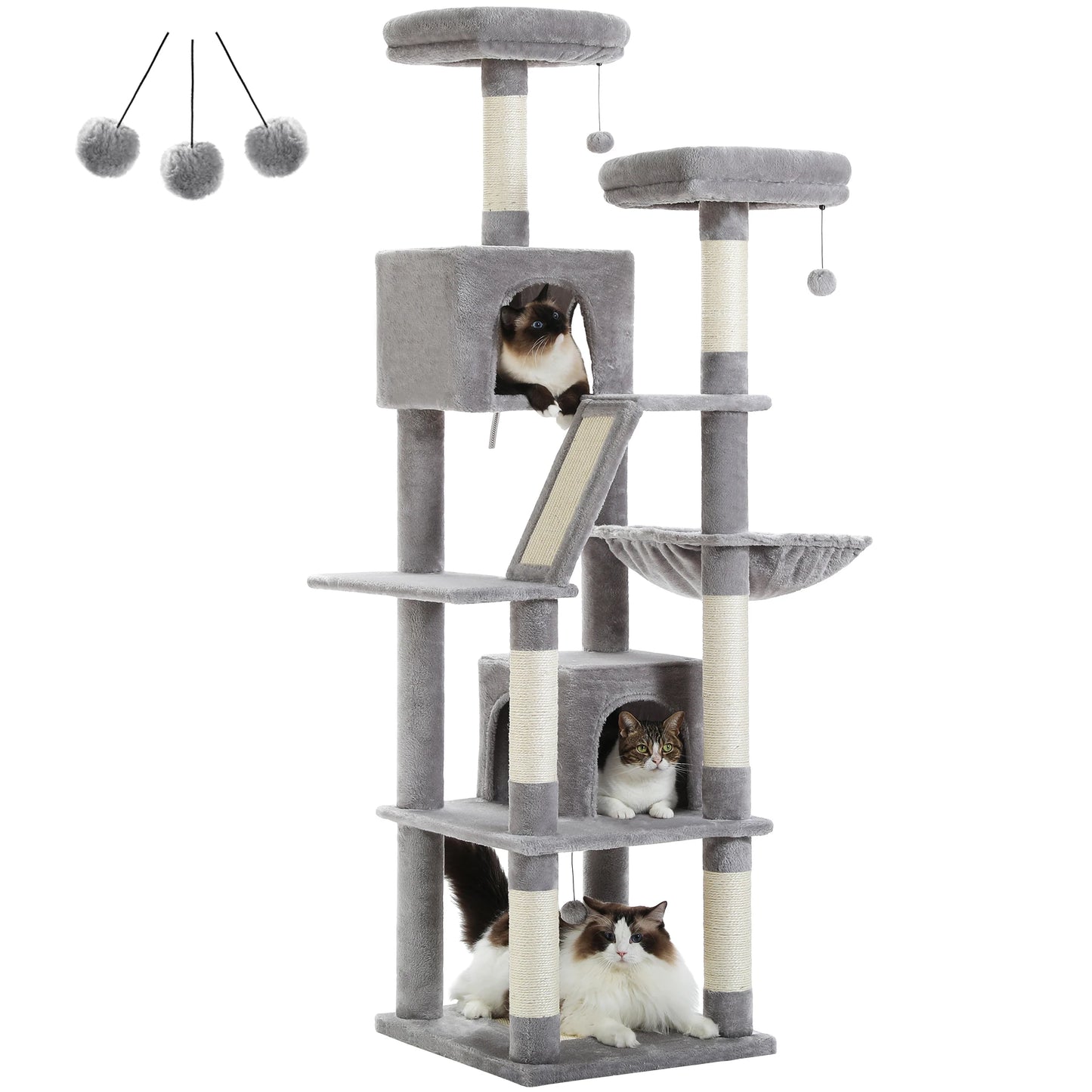 Large Multi-Level Plush Cat Tree with Condos - AMT0239GY