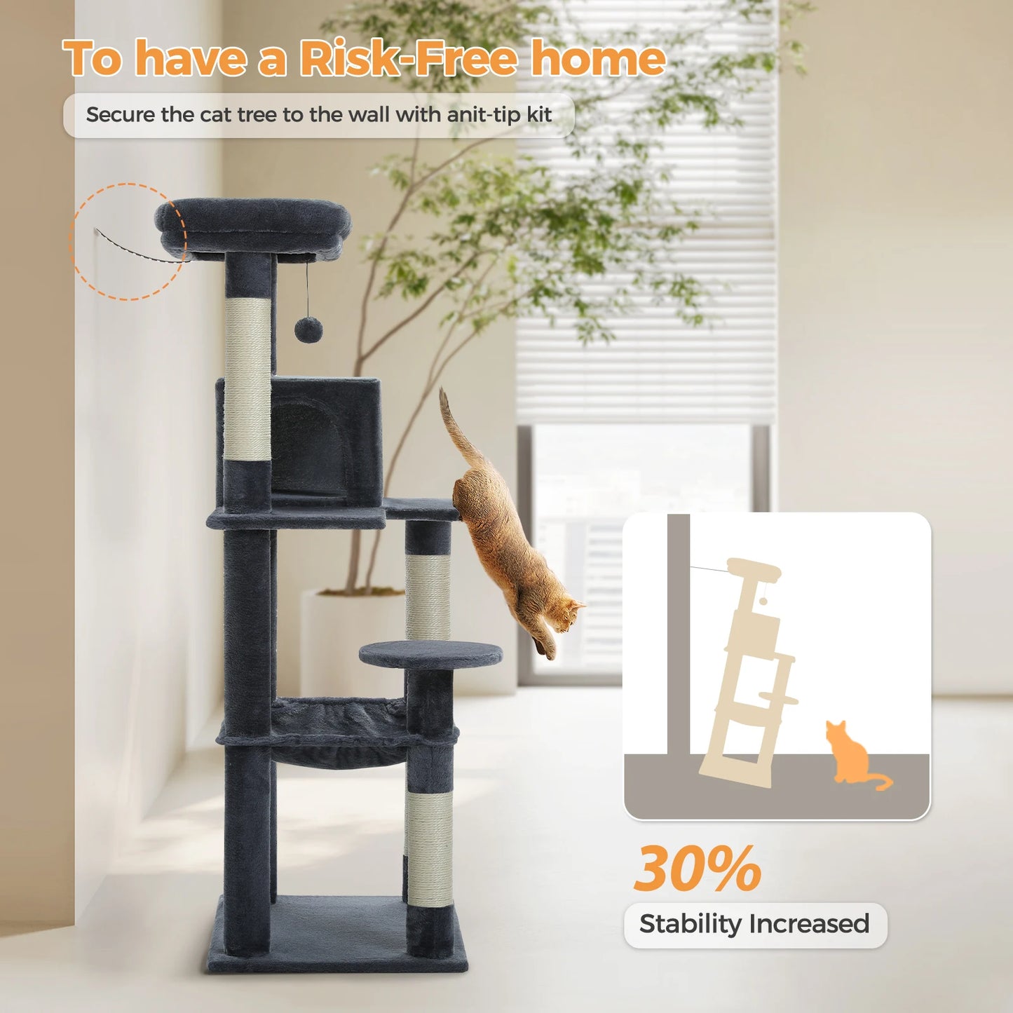 5-Level Cat Tree Tower for Large Cats with Hammock - view 18