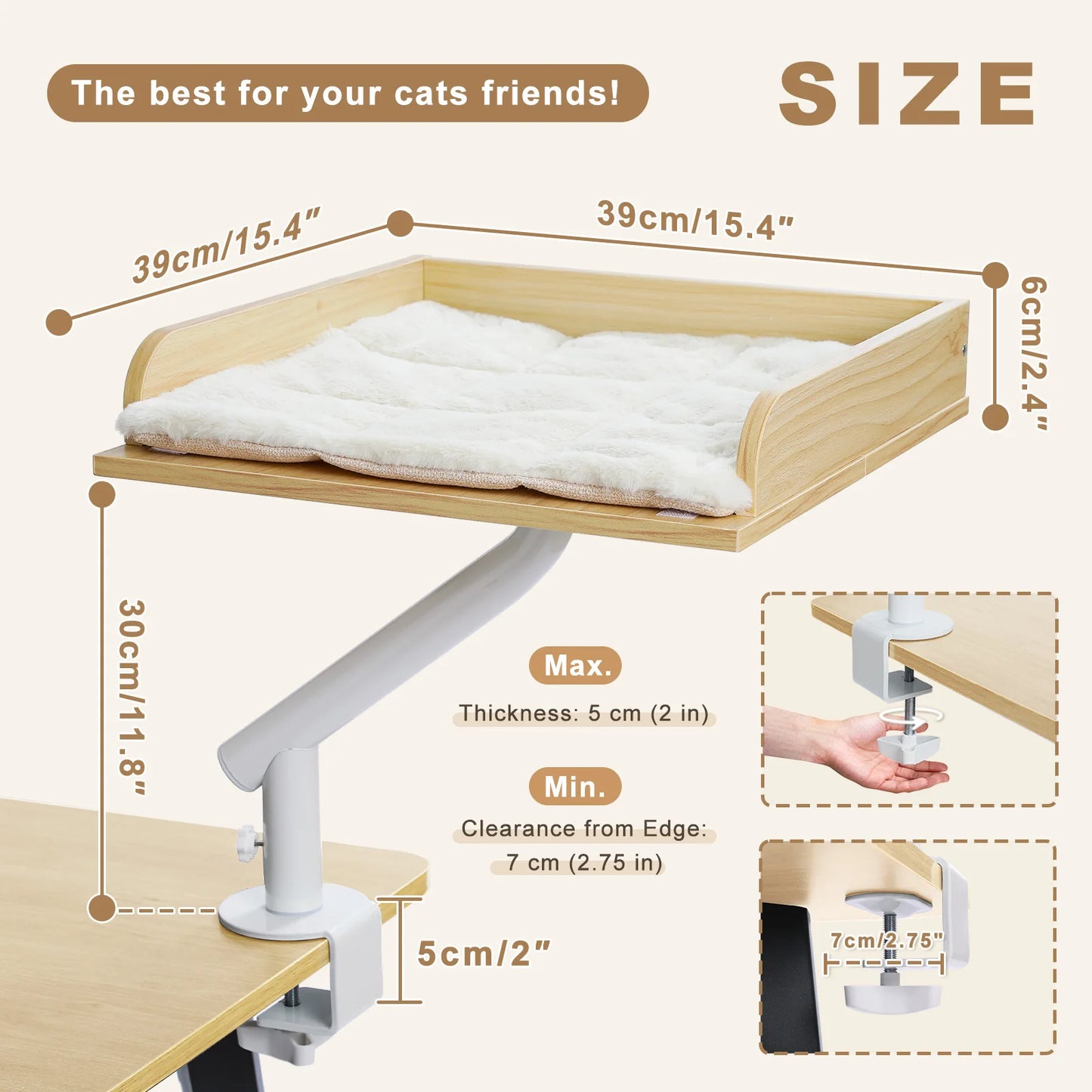 360 Degree Rotatable Cat Desk Bed with Adjustable Stand - AMT0352BG / M