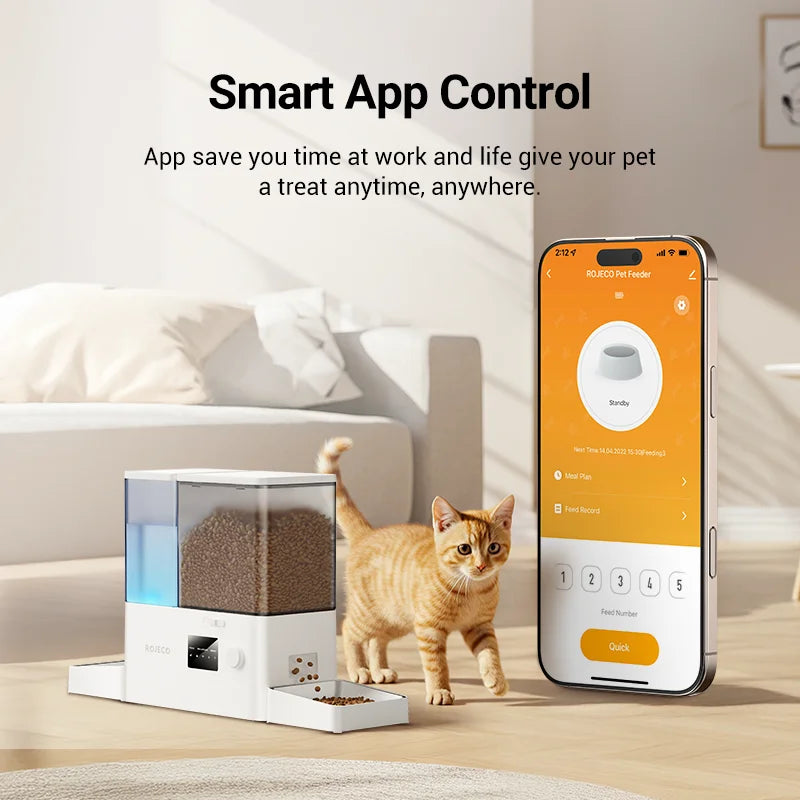 WiFi Smart Pet Feeder and Water Fountain (8.5L) - in use