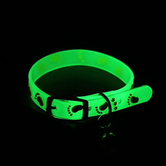 Luminous Glow-in-the-Dark Cat Collar with Bell - side view