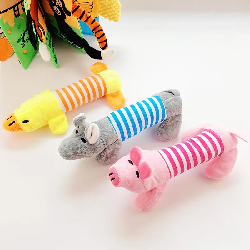 Plush Squeaky Animal Dog Toys (Elephant, Duck, Pig) - close-up
