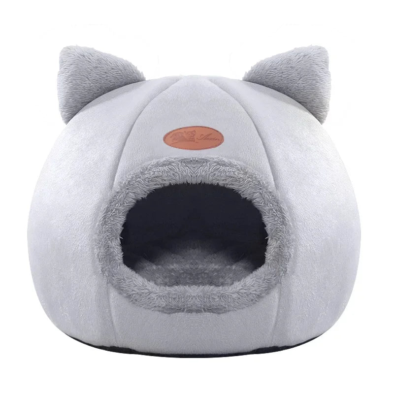 Cozy Winter Cat Cave Bed and Tent Nest - Light-Grey / XL 39x39x40cm