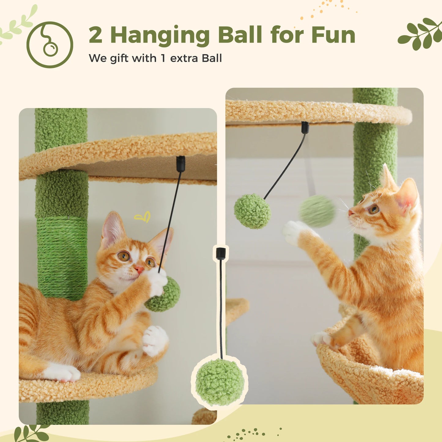 Height Adjustable Floor-to-Ceiling Cat Tree with Hammock - view 14
