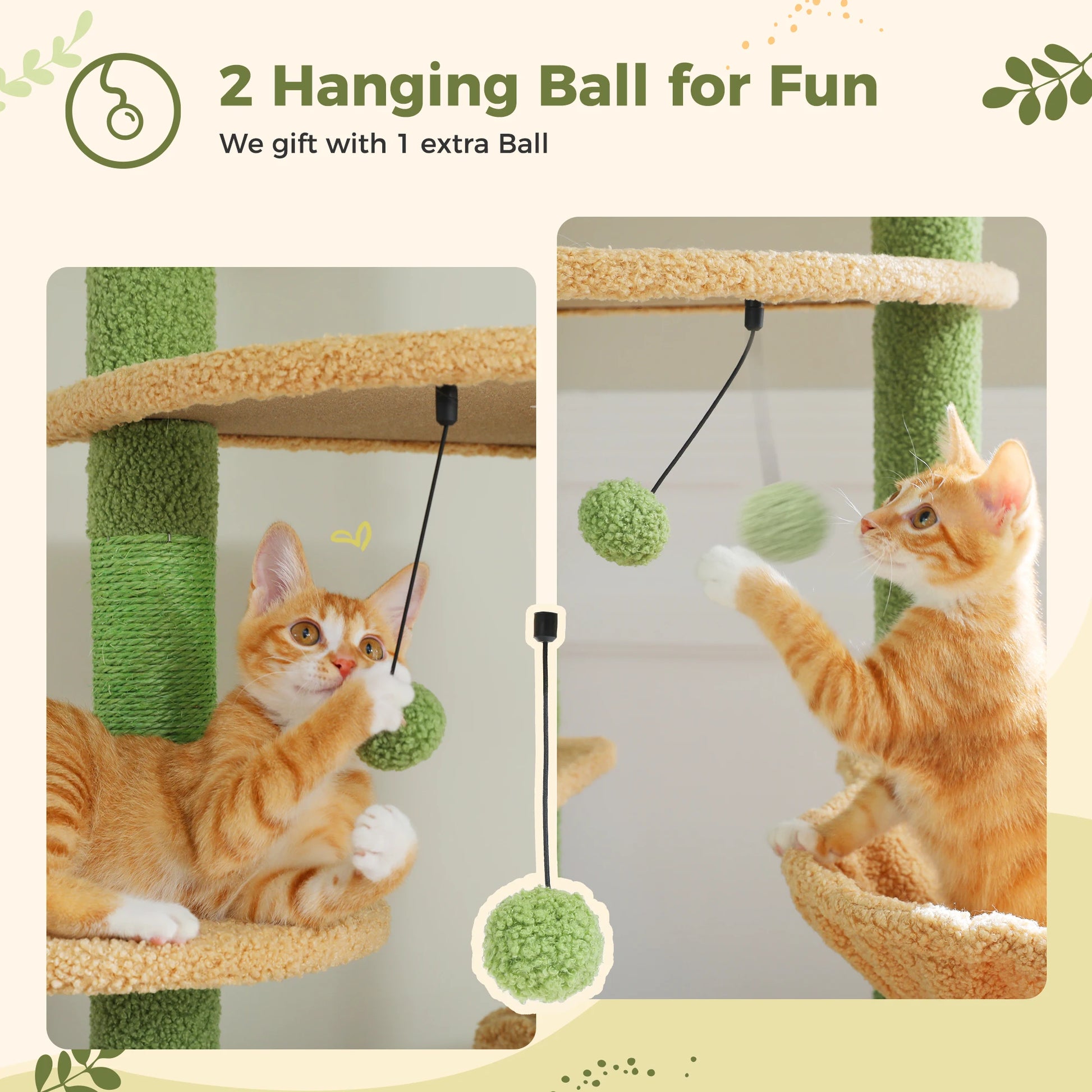 Height Adjustable Floor-to-Ceiling Cat Tree with Hammock - view 14
