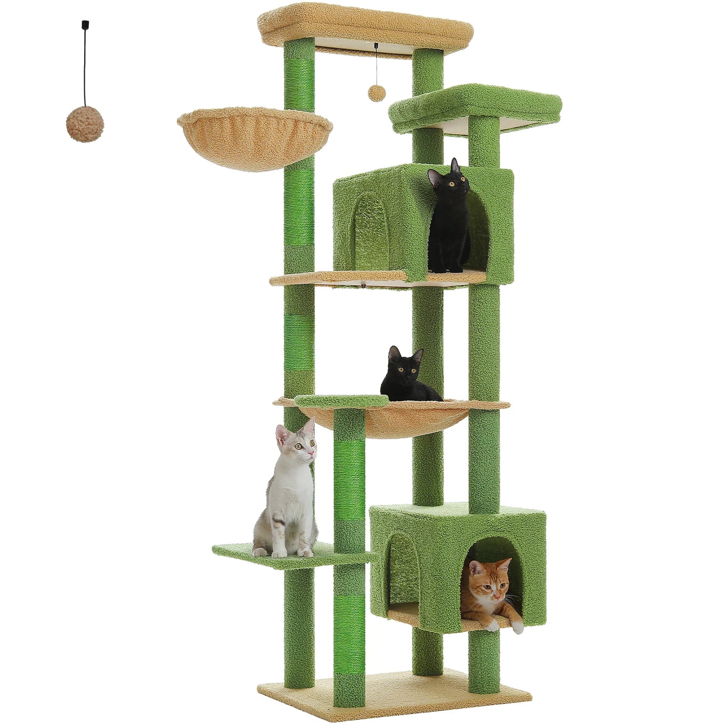 Large Multi-Level Plush Cat Tree with Condos - AMT0293GN
