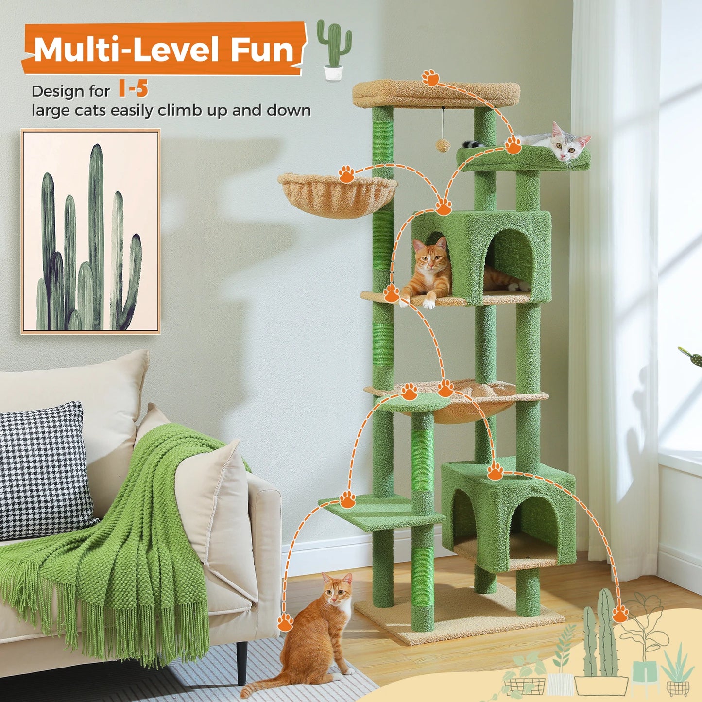 Large Multi-Level Plush Cat Tree with Condos - view 26