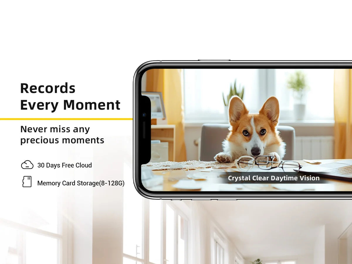 2K Pet Camera with WiFi App, 360 Pan-Tilt and 2-Way Audio - size reference