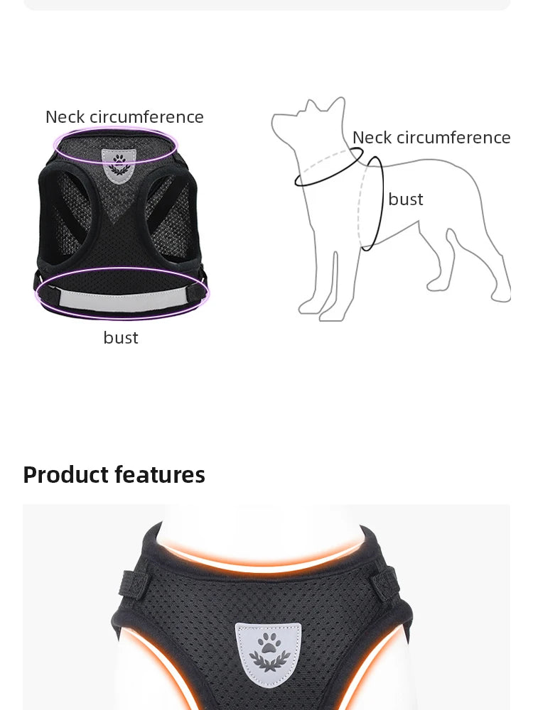 Reflective Mesh Dog Vest Harness with Leash - view 11