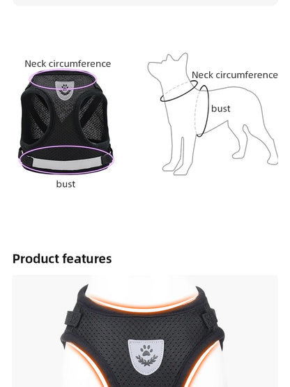 Reflective Mesh Dog Vest Harness with Leash - view 11