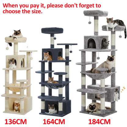 Large Cat Tree Tower with Hammock and Padded Perches - lifestyle