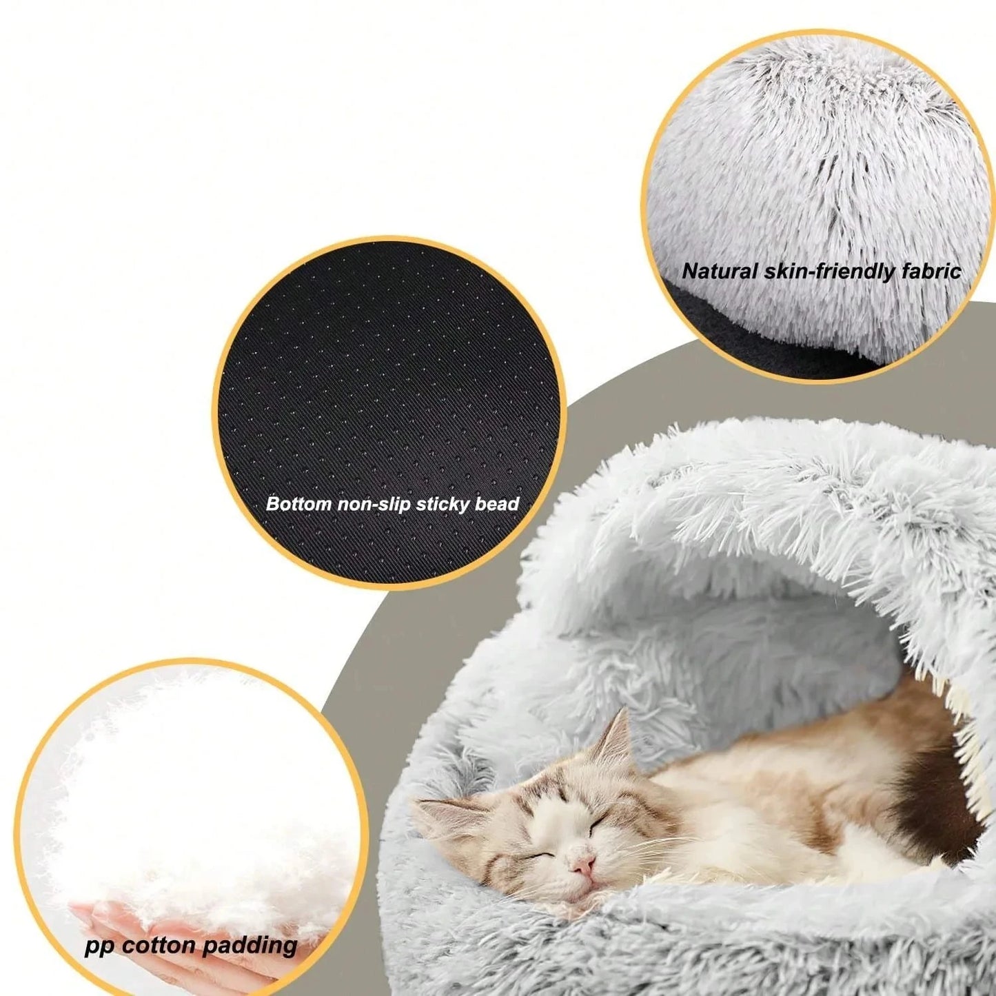 Soft Plush 2-in-1 Pet Cave Bed for Cats and Small Dogs - view 15