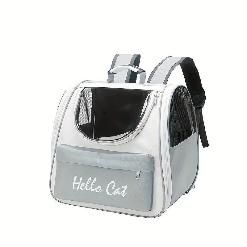 Collapsible Mesh Pet Backpack for Cats and Small Dogs - grey.
