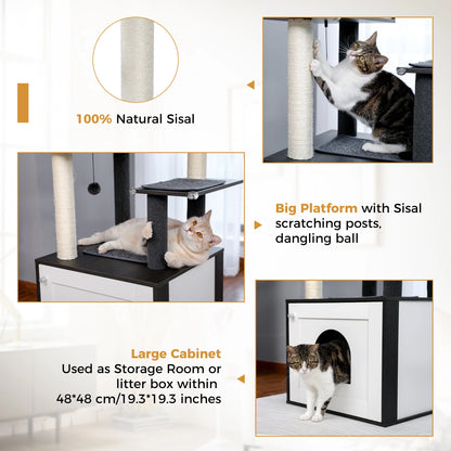 Multi-Level Wood Cat Tree with Hammock and Toys - view 25