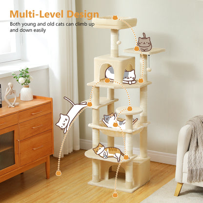 Large Cat Tree Tower with Hammock and Padded Perches - view 29