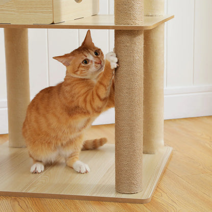 Multi-Level Wood Cat Tree with Hammock and Toys - view 11