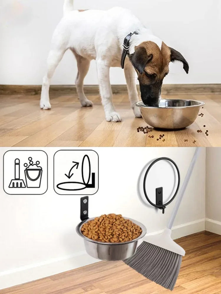Wall-Mounted Elevated Pet Bowl with Stainless Steel Insert - from above